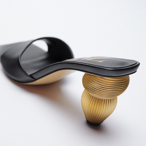 Zara Shoes - ZARA Metallic Heel Slides